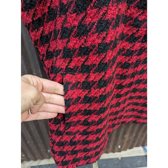 Lulu B Vest Women Large Red Houndstooth Black Checkered Soft Outdoor Autumn - Picture 3 of 10